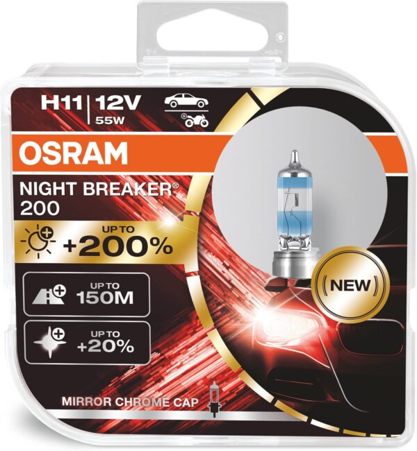 Par Lâmpada H11 Osram Night Breaker 200