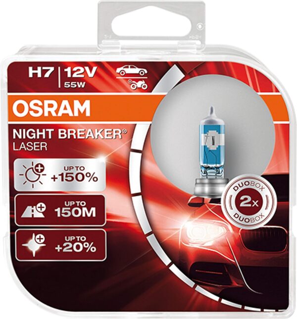 Par Lampada Osram H7 Night Breaker Laser 150%