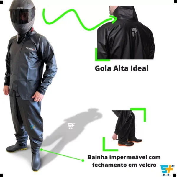 Capa De Chuva Delta Impermeável Moto Motoqueiro Motoboy Frio - Image 2