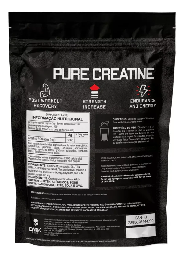 Creatina Monohidratada Pura 500g Dark Lab Unidade - Image 3