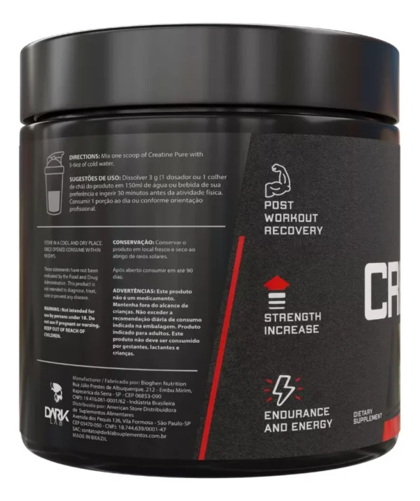 Creatina Monohidratada em Pote 3000mg 100% Pura Dark Lab - Image 2