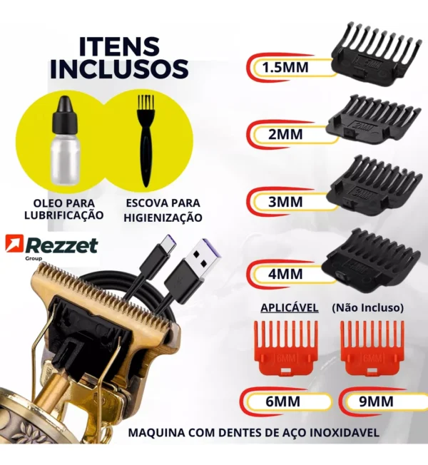 Maquina Maquininha De Cortar Cabelo Barbeador Eletrico Aparador De Pelos Acabamento Dragão Buda Profissiona - Image 3