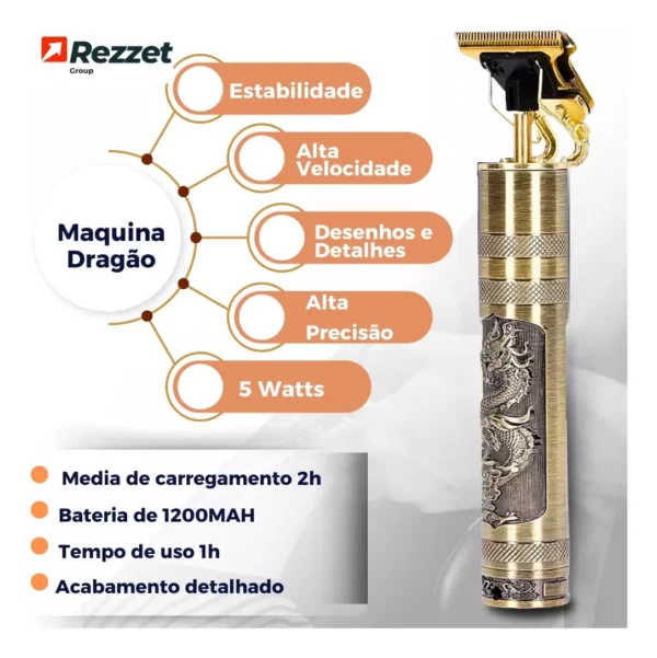 Maquina Maquininha De Cortar Cabelo Barbeador Eletrico Aparador De Pelos Acabamento Dragão Buda Profissiona - Image 4