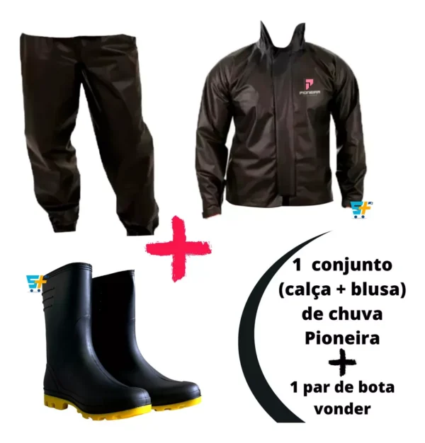 Capa De Chuva Pvc Pioneira + Bota Impermeável - Image 4