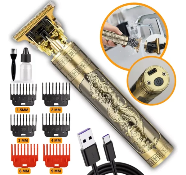 Maquina Maquininha De Cortar Cabelo Barbeador Eletrico Aparador De Pelos Acabamento Dragão Buda Profissiona